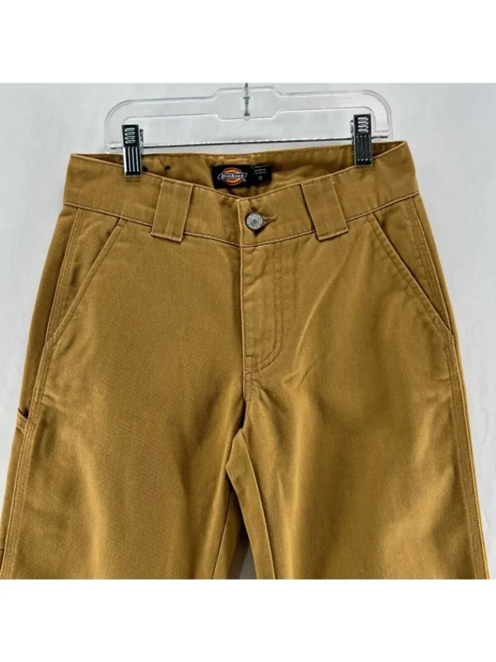 Dickies Carpenter Painter Utility Pants Girls Sz12 Mid Rise Straight Twill Brown